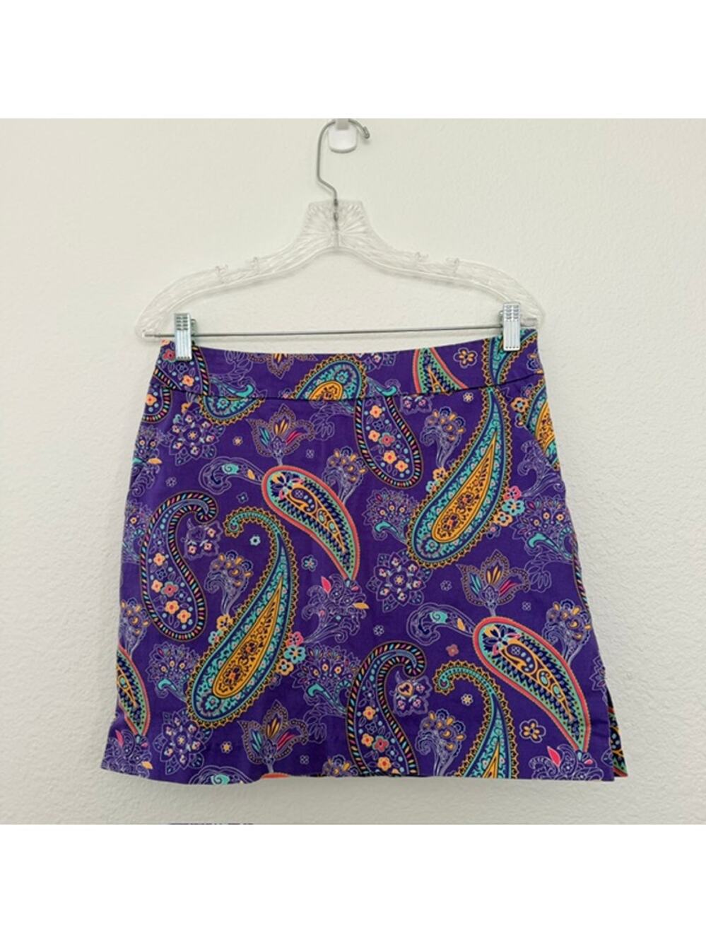 Loudmouth Ladies 16" Skort Purple Paisley Golf Athletic Pockets Women's Size 4